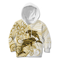 Polynesia Dolphins Kid Hoodie Valentine Day Floral Polynesian - Vintage Brown LT14 Hoodie Brown - Polynesian Pride