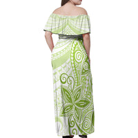 Polynesia Dolphins Family Matching Off Shoulder Maxi Dress and Hawaiian Shirt Valentine Day Floral Polynesian - Vintage Lime Green LT14 - Polynesian Pride
