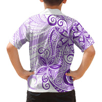 Polynesia Dolphins Kid Hawaiian Shirt Valentine Day Floral Polynesian - Vintage Purple LT14 - Polynesian Pride