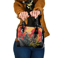 New Zealand and Australia ANZAC Day Shoulder Handbag Sliver Fern Kakapo With Golden Wattle Kangaroo LT14 One Size Gold - Polynesian Pride
