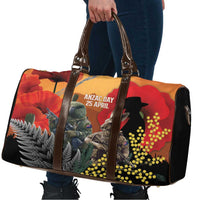 New Zealand and Australia ANZAC Day Travel Bag Sliver Fern Kakapo With Golden Wattle Kangaroo LT14 - Polynesian Pride