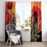 New Zealand and Australia ANZAC Day Window Curtain Sliver Fern Kakapo With Golden Wattle Kangaroo LT14 - Polynesian Pride