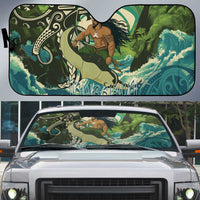 Aotearoa Tangaroa Atua Auto Sun Shade New Zealand God Of The Ocean LT14 Cyan - Polynesian Pride