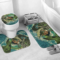Aotearoa Tangaroa Atua Bathroom Set New Zealand God Of The Ocean LT14 Mat Set Only (3 pcs) One Size Cyan - Polynesian Pride