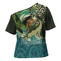 Aotearoa Tangaroa Atua Cross Shoulder Shirt New Zealand God Of The Ocean LT14 - Polynesian Pride