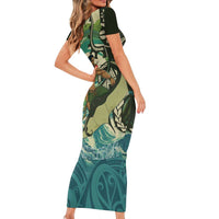 Aotearoa Tangaroa Atua Family Matching Short Sleeve Bodycon Dress and Hawaiian Shirt New Zealand God Of The Ocean LT14 - Polynesian Pride