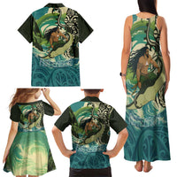 Aotearoa Tangaroa Atua Family Matching Tank Maxi Dress and Hawaiian Shirt New Zealand God Of The Ocean LT14 - Polynesian Pride