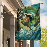 Aotearoa Tangaroa Atua Garden Flag New Zealand God Of The Ocean LT14 House Flag Cyan - Polynesian Pride