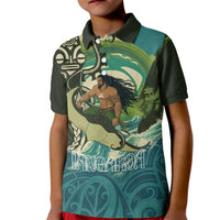 Aotearoa Tangaroa Atua Kid Polo Shirt New Zealand God Of The Ocean LT14 Kid Cyan - Polynesian Pride