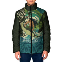 Aotearoa Tangaroa Atua Padded Jacket New Zealand God Of The Ocean LT14 Men Cyan - Polynesian Pride