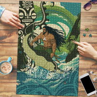 Aotearoa Tangaroa Atua Puzzle New Zealand God Of The Ocean LT14 Cyan - Polynesian Pride