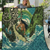 Aotearoa Tangaroa Atua Quilt New Zealand God Of The Ocean LT14 Cyan - Polynesian Pride