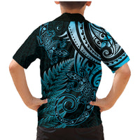 New Zealand Lizard Family Matching Mermaid Dress and Hawaiian Shirt Silver Fern Aotearoa Maori Blue Version LT14 - Polynesian Pride