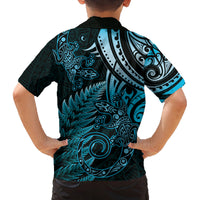 New Zealand Lizard Family Matching Puletasi and Hawaiian Shirt Silver Fern Aotearoa Maori Blue Version LT14 - Polynesian Pride