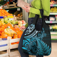 New Zealand Lizard Grocery Bag Silver Fern Aotearoa Maori Blue Version