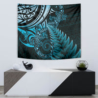 New Zealand Lizard Tapestry Silver Fern Aotearoa Maori Blue Version
