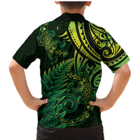 New Zealand Lizard Family Matching Mermaid Dress and Hawaiian Shirt Silver Fern Aotearoa Maori Green Version LT14 - Polynesian Pride