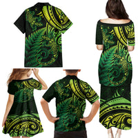 New Zealand Lizard Family Matching Puletasi and Hawaiian Shirt Silver Fern Aotearoa Maori Green Version LT14 - Polynesian Pride
