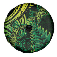 New Zealand Lizard Spare Tire Cover Silver Fern Aotearoa Maori Green Version