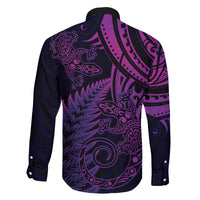 New Zealand Lizard Family Matching Summer Maxi Dress and Hawaiian Shirt Silver Fern Aotearoa Maori Purple Version LT14 - Polynesian Pride