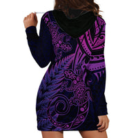 New Zealand Lizard Hoodie Dress Silver Fern Aotearoa Maori Purple Version LT14 - Polynesian Pride