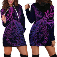 New Zealand Lizard Hoodie Dress Silver Fern Aotearoa Maori Purple Version LT14 - Polynesian Pride