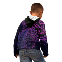 New Zealand Lizard Kid Hoodie Silver Fern Aotearoa Maori Purple Version LT14 - Polynesian Pride