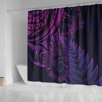 New Zealand Lizard Shower Curtain Silver Fern Aotearoa Maori Purple Version