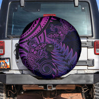 New Zealand Lizard Spare Tire Cover Silver Fern Aotearoa Maori Purple Version LT14 Purple - Polynesian Pride