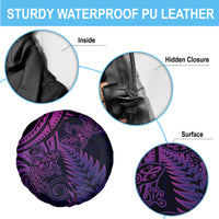 New Zealand Lizard Spare Tire Cover Silver Fern Aotearoa Maori Purple Version LT14 - Polynesian Pride