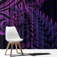 New Zealand Lizard Window Curtain Silver Fern Aotearoa Maori Purple Version
