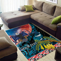 Personalised United States And New Zealand Area Rug USA Eagle With Kowhai Aotearoa Tui Bird LT14 - Polynesian Pride