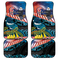 Personalised United States And New Zealand Car Mats USA Eagle With Kowhai Aotearoa Tui Bird LT14 - Polynesian Pride