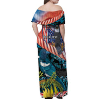 Personalised United States And New Zealand Family Matching Off Shoulder Maxi Dress and Hawaiian Shirt USA Eagle With Kowhai Aotearoa Tui Bird LT14 - Polynesian Pride