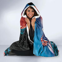 Personalised United States And New Zealand Hooded Blanket USA Eagle With Kowhai Aotearoa Tui Bird LT14 - Polynesian Pride
