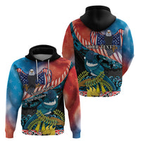 Personalised United States And New Zealand Hoodie USA Eagle With Kowhai Aotearoa Tui Bird LT14 - Polynesian Pride