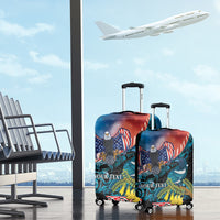 Personalised United States And New Zealand Luggage Cover USA Eagle With Kowhai Aotearoa Tui Bird