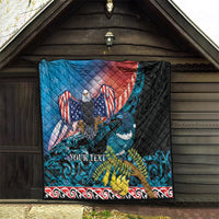 Personalised United States And New Zealand Quilt USA Eagle With Kowhai Aotearoa Tui Bird LT14 - Polynesian Pride