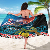 Personalised United States And New Zealand Sarong USA Eagle With Kowhai Aotearoa Tui Bird LT14 - Polynesian Pride