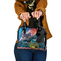 Personalised United States And New Zealand Shoulder Handbag USA Eagle With Kowhai Aotearoa Tui Bird LT14 One Size Blue - Polynesian Pride