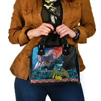 Personalised United States And New Zealand Shoulder Handbag USA Eagle With Kowhai Aotearoa Tui Bird LT14 - Polynesian Pride
