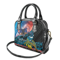 Personalised United States And New Zealand Shoulder Handbag USA Eagle With Kowhai Aotearoa Tui Bird LT14 - Polynesian Pride