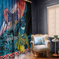 Personalised United States And New Zealand Window Curtain USA Eagle With Kowhai Aotearoa Tui Bird LT14 - Polynesian Pride