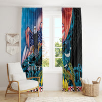 Personalised United States And New Zealand Window Curtain USA Eagle With Kowhai Aotearoa Tui Bird LT14 - Polynesian Pride