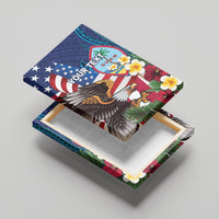 Personalised United States And Guam Canvas Wall Art USA Eagle With Guahan Seal Tropical Vibes