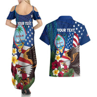 Personalised United States And Guam Couples Matching Summer Maxi Dress and Hawaiian Shirt USA Eagle With Guahan Seal Tropical Vibes LT14 - Polynesian Pride