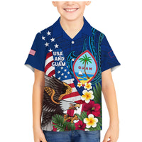 Personalised United States And Guam Family Matching Mermaid Dress and Hawaiian Shirt USA Eagle With Guahan Seal Tropical Vibes LT14 Son's Shirt Blue - Polynesian Pride