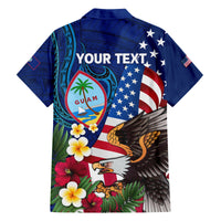 Personalised United States And Guam Family Matching Off Shoulder Maxi Dress and Hawaiian Shirt USA Eagle With Guahan Seal Tropical Vibes LT14 - Polynesian Pride