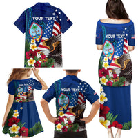 Personalised United States And Guam Family Matching Puletasi and Hawaiian Shirt USA Eagle With Guahan Seal Tropical Vibes LT14 - Polynesian Pride