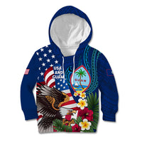 Personalised United States And Guam Kid Hoodie USA Eagle With Guahan Seal Tropical Vibes LT14 Hoodie Blue - Polynesian Pride